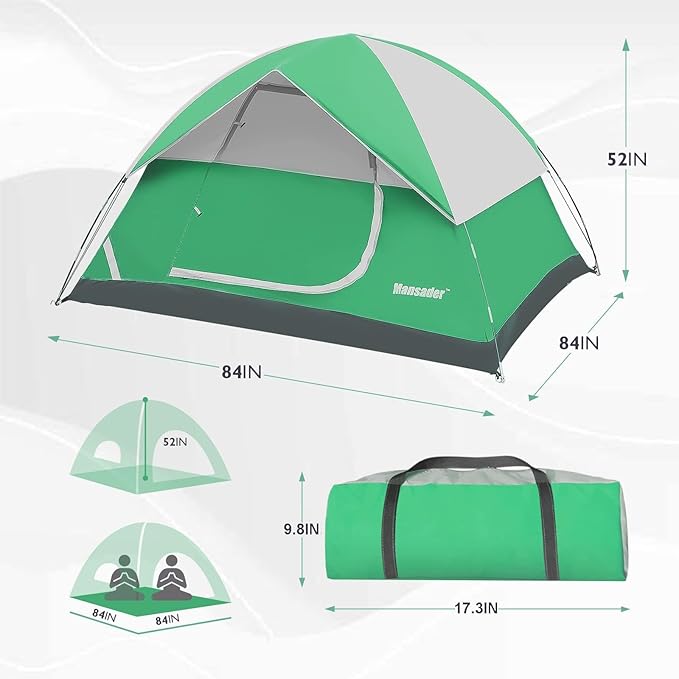 Camping Tent Waterproof 2/3/4 Person Tents for Camping Lightweight Easy Set Up Outdoor Hiking Tent Backpacking Tent with Carry Bag Backpack Tent Suit for Family Beach Hiking Travel