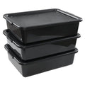 13 L Commercial Bus Tubs with Lid 3-Pack Plastic Bus Box Black