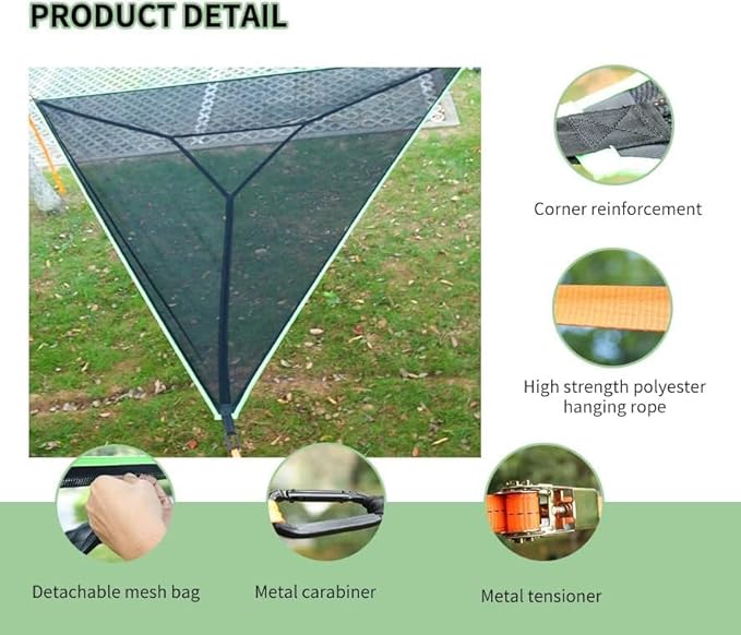 Generic Triangle Hammock Aerial Triangle Camping Hammock Multi Person Portable Hammock for Outdoor Hiking Backpacking Travel Backyard BeachCan Withstand a Weight of 500kg Black