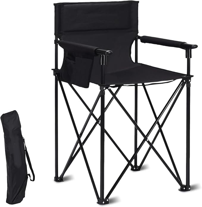 KOTEK Folding Beach Chair High Off Ground Portable Lawn Chair for Adults with Detachable Armrests Side Pocket &amp Carry Bag Camping Chair for Outdoor Hiking Travel Fishing Picnic &amp Conce