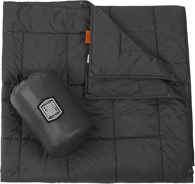 Multifunctional Camping Blanket Ultralight Wearable Travel BlanketIndoor Sofa BlanketOutdoor Portable nap BlanketCamping Quilt with Snap Buttons for Outdoor HikingCamping -Black
