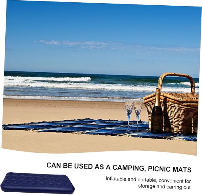 1Pc Portable Inflatable Air Mattress Single Person Camping Bed Mat with Honeycomb Design Moisture for Outdoor Activities Beach Picnics and Hiking