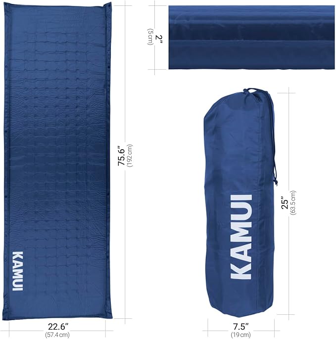 KAMUI Self Inflating Sleeping Pad - 2 Inch Thick Camping Pad Connectable with Multiple Mats for Tent and Family Camping