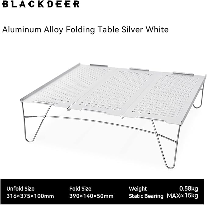 Ultralight Portable Camping Table Foldable Aluminum Alloy Mini Table for BBQ Picnic Hiking and Outdoor Activities (Silver)
