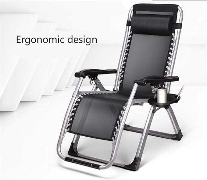 FWZJ Household Leisure Deck Chair Adjustable Reclining Breathable Outdoor Beach Chair Multi-Function Foldable Office Lunch Break Seat (Style C)