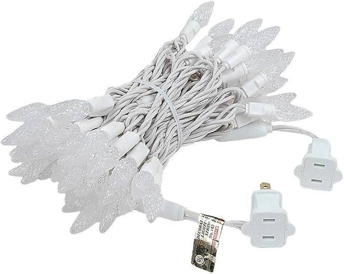 Novelty Lights 24FT 70 LED C6 Christmas String Lights Outdoor Commercial Grade Tree Decorations Permanent LED String Lights (Pure White)