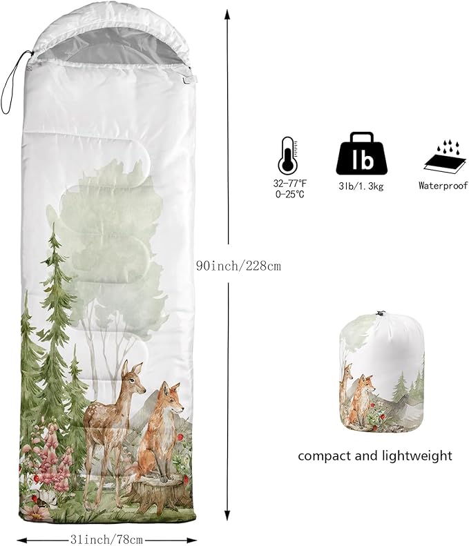 QOOMO Axolotl Cute Camping Sleeping Bags3 Season Warm &amp Cool WeatherLightweightWaterproof Sleeping Bags for Adults &amp KidsTravelingand Outdoors