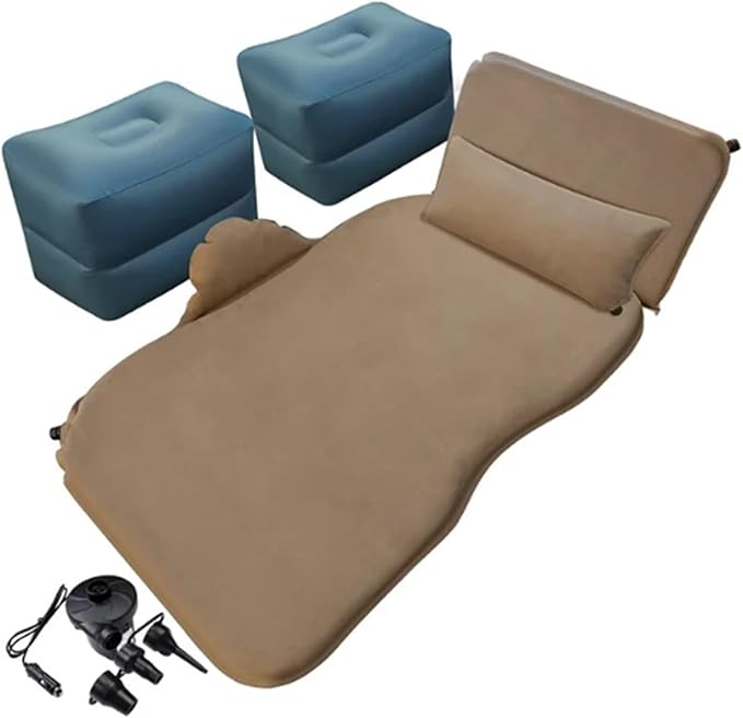 Car Inflatable Mattress Camping Inflatable Mattress Car Inflatable Backrest Portable Inflatable Mattress Outdoor Travel Inflatable Mattress (Brown)