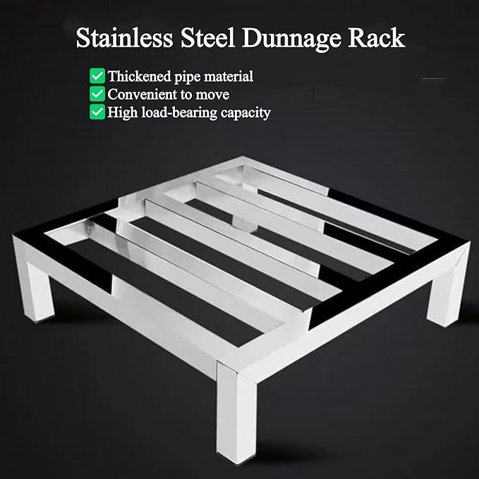 2 Pack Dunnage Rack 11.8 * 11.8 * 3.9 Inch Floor Stainless Steel Pallet Racks Commercial Food Floor Rack for Storage in Restaurants Kitchens Garages and Vehicles Hold Up 1000 lbs
