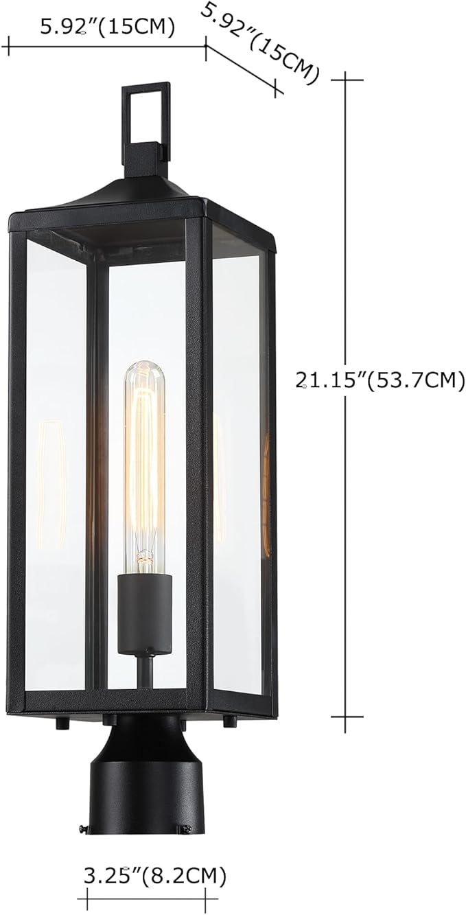21.3 Inch Outdoor Lamp Post Light Fixture Dusk to Dawn - Residential Sidewalk Lamp Post Sconce Dusk to Dawn Outside Pole Lantern for House Outdoor Column Light E26