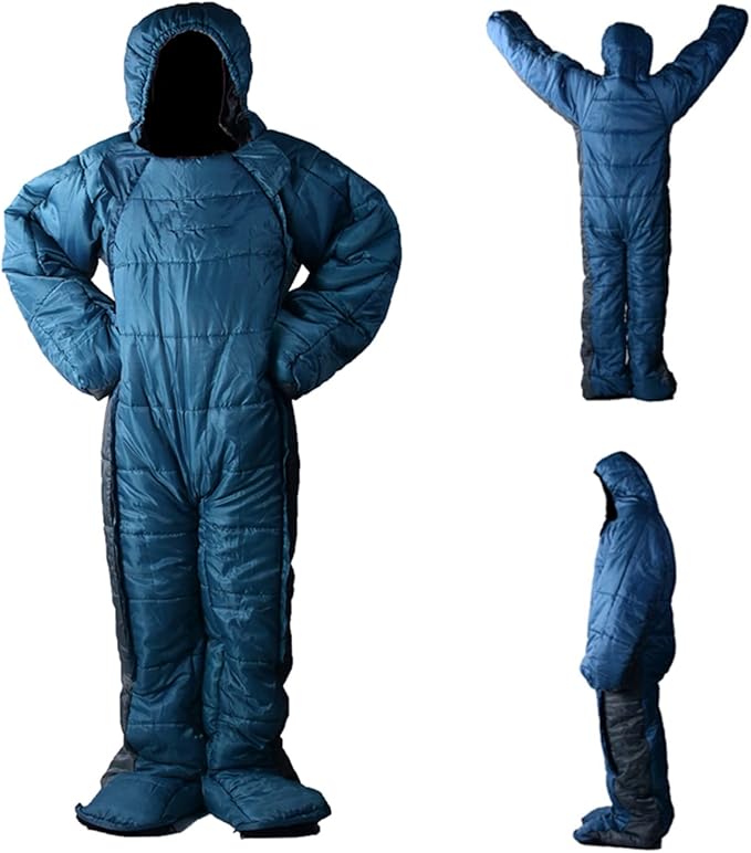 Human Walking Sleeping Bag Adult Sleeping Bag for Camping Cold Weather 0 Degree Mummy Style Lightweight Humanoid Sleeping Bag Outdoor Wearable Warm Sleeping Suit for Men and Women