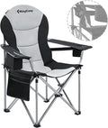 KingCamp Folding Portable Camping Chairs Oversized Padded Quad Arm Chair with Cooler Bag Cup Holder and Side Pocket Heavy Duty Supports 300 lbs for Outdoor Lawn Fishing Sports
