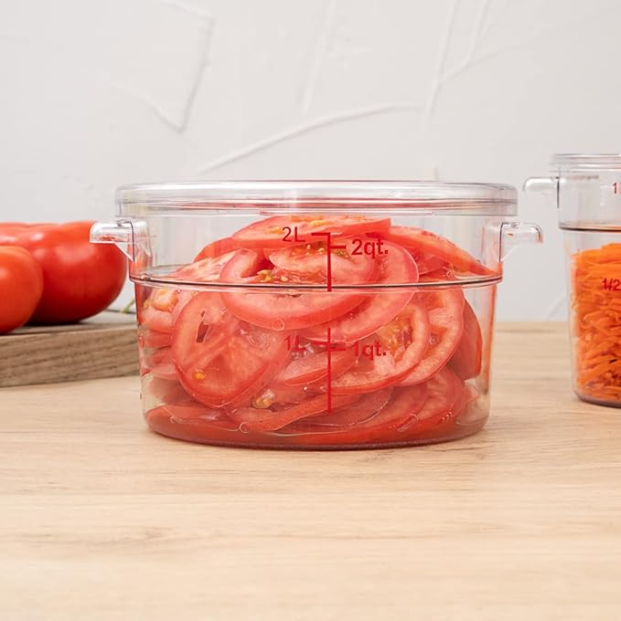 Restaurantware-LID ONLY: Met Lux Food Storage Container Lid 1 Round Marinating Container Lid - Containers Sold Separately With Date Indicator Clear Plastic Lid Dishwashable Freezable