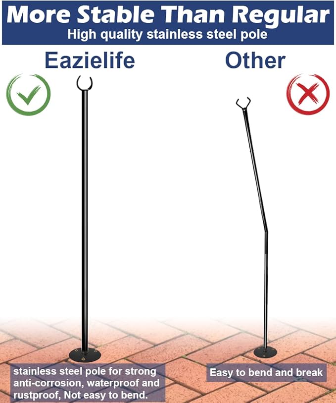 10FT String Light Pole for The Outdoor Heavy Duty Metal Lighting Stand Pole for Hard Soil Wood Backyards Patio Weddings Holiday Party Decorations (1 Pack)