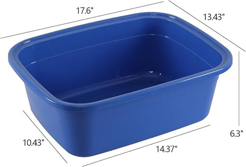 18 Quart Plastic Wash Basin 3 Pack Rectangular Dishpan Tub Dark Blue