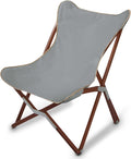 BYER OF MAINE Pangean Butterfly Chair Easy-Fold Hardwood Sling Chair – Portable Beach Camping &amp Patio Seat – 34″H × 23″W × 27″D in Granite
