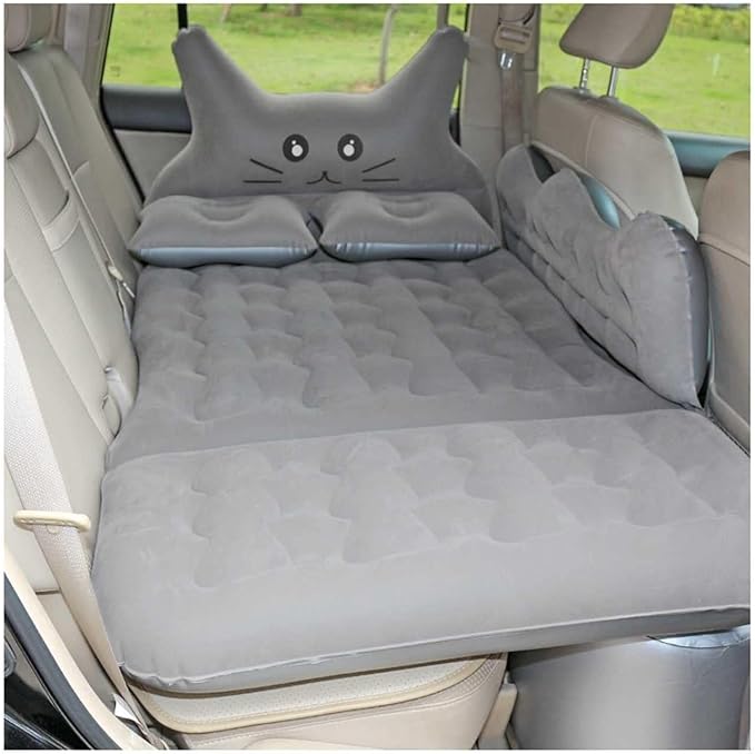 Car Inflatable Mattress with Pump Portable SUV Air Bed for Camping &amp Travel Grey