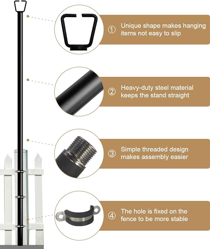 Queension 10FT Deck String Light Poles for Outdoor String Lights for Garden Backyard Patio Lighting Stand for Parties Bistro &amp Weddings 2 Pack