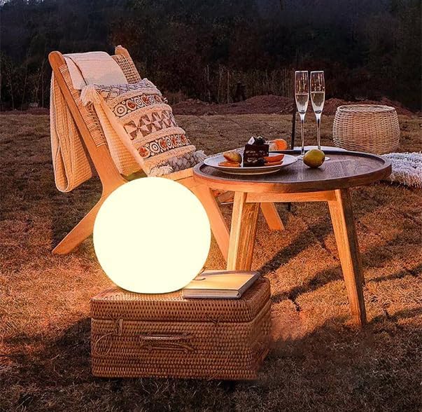 10 In LED Globe Light w/Remote 16 RGB Colors 4 Modes &amp 8 Dimmable Brightness LED Ball Light Sphere Lamp Rechargeable Orb Night Light Waterproof Outdoor Globe Lamp for Home/Yard/Lawn/Party/Pool D