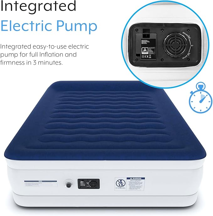 Active Era Luxury Queen High Air Mattress with Built in Pump and Raised Pillow - Elevated Double with Structured I-Beam Technology Height 22 Tall Air Bed Queen Size