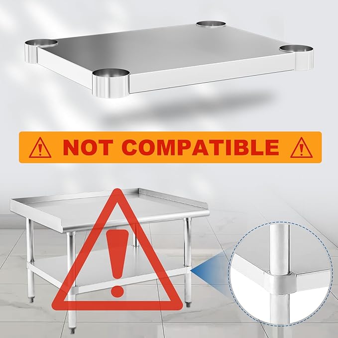 Stainless Steel Undershelf 30x30 Inches for Commercial Work Table - Bottom Shelf Add-On Extra Storage for NSF Kitchen Restaurant Café Bakery or Food Prep Stations