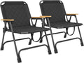 BDL Folding Beach Backpack Chair Outdoor Folding Portable Camping Chair with Armrest for Patio Garden Yard Beach Supports 300 lbs 2 Pack (Black Classic)
