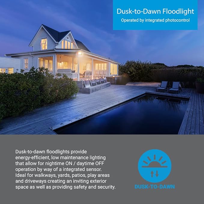 HALO Outdoor LED Flood &amp Security Light – Dusk to Dawn Photocell 1420 Lumens Bronze