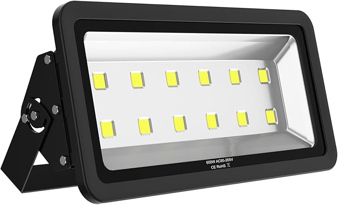 600W Outdoor LED Flood Light 60000LM Super Bright 110-285V IP66 Waterproof 6000K Daylight White Security LightsLighting for Playground Yard Stadium Lawn Ball Park