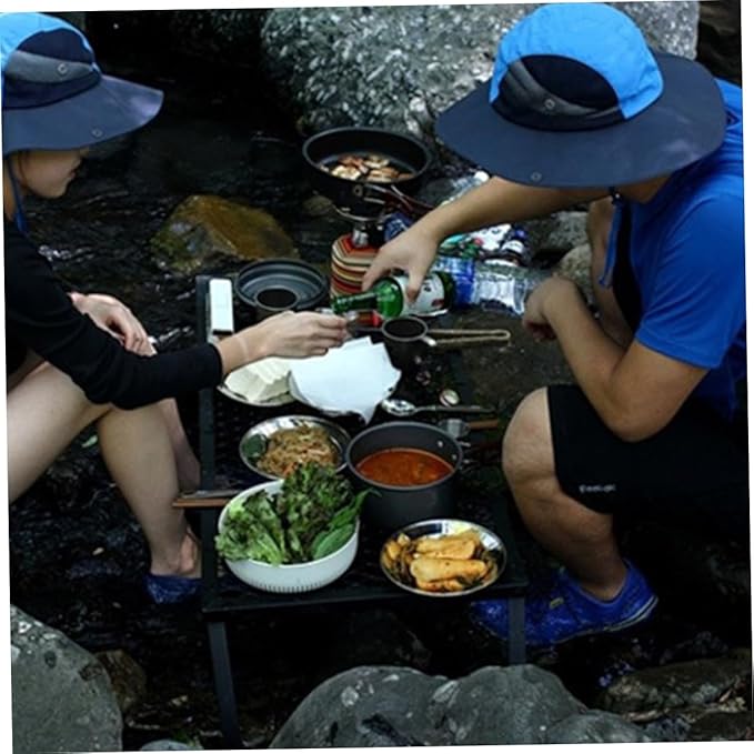 VANZACK Portable BBQ Mesh Table Outdoor Folding Picnic Desk Camping Accessory Sturdy Iron Easy Assembly