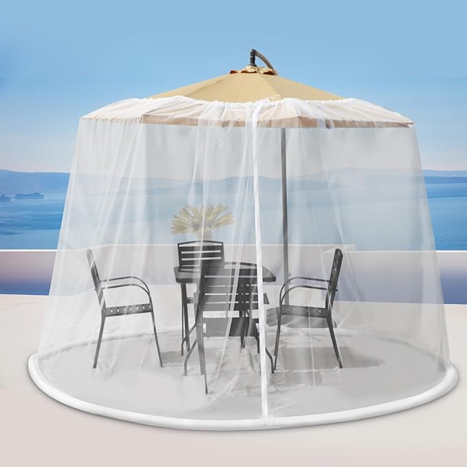 Mosquito Net for Patio with Zipper Door and Water Tube Suitable for Outdoor Patio Camping Umbrella 7.5-1 1FTJVLJVL (white)