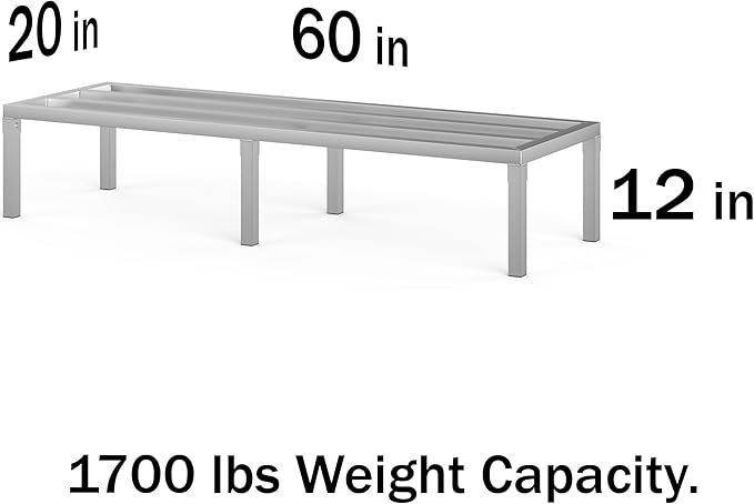 60 Long x 20 Wide | Height: 12 Off The Floor Aluminum Dunnage Rack | Storage in Restaurant Kitchens and Garages and More!