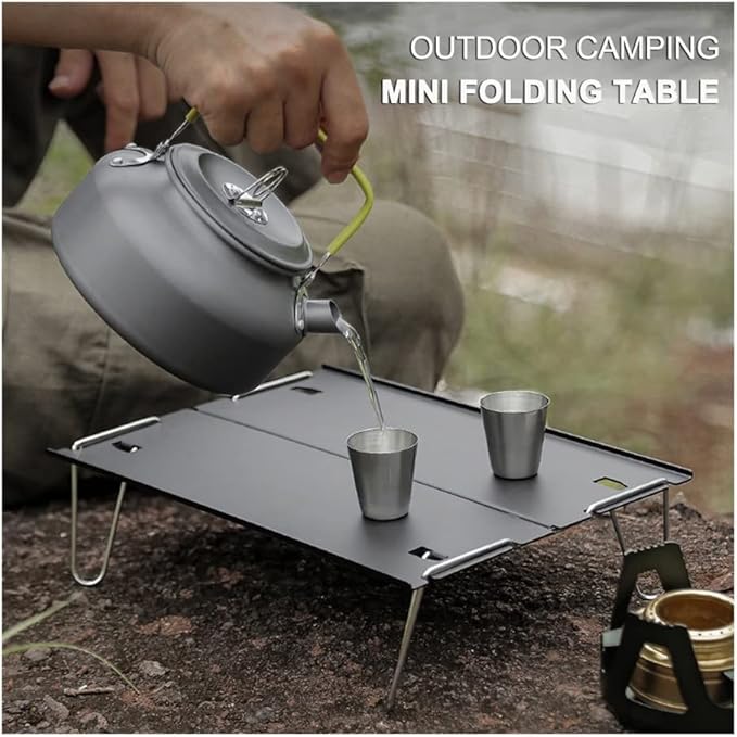 Camping Table Ultralight Mini Folding Table Aluminum Outdoor Camping Tourist Travel Hiking Picnic Household Portable Desk Foldable and Lightweight Camping Table