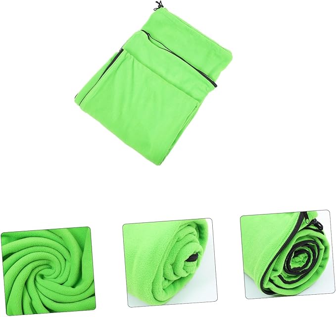 Alipis Lightweight Envelope for Adults Portable Warm Fleece for Backpacking Camping Hiking Outdoor Travel Accessories in Green
