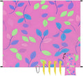 Waterproof Sandproof Beach Blanket 59''×68'' Fig Leaves Polyester Outdoor Picnic Blanket with 4 Stakes &amp Storage Bag for BeachCampingVacation Pink