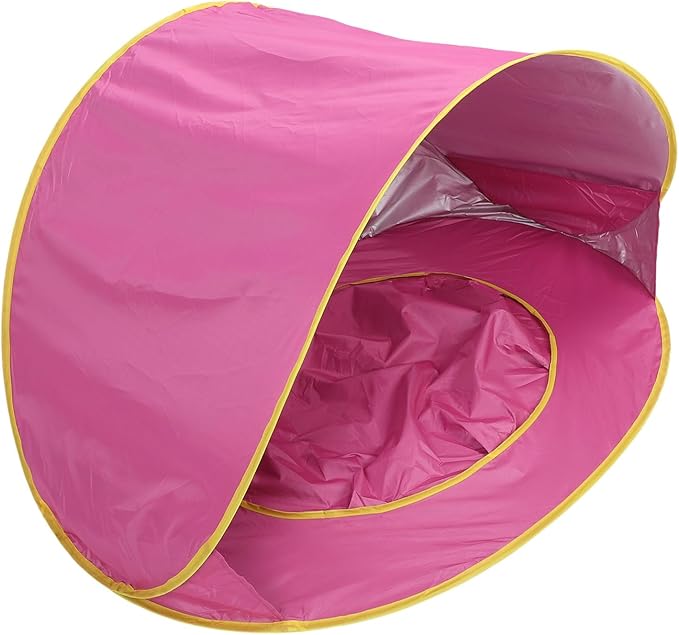 Focket Beach Tent Lightweight Portable Pop Up Sun Shelter Baby Beach Tent with Pool for Outdoor Family (Pink)