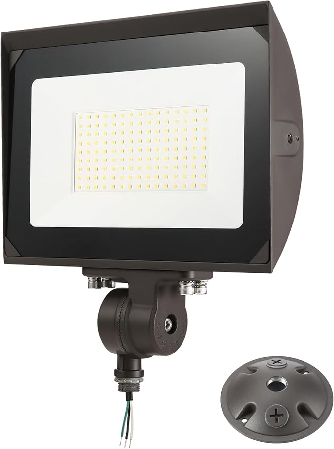 100W Outdoor LED Flood Light with Plate 5000K Daylight 13000LM 120V UL Waterproof LED Security Flood Lighting for Wall Wash/Sign/Flagpole/Tree/Yards/Advertising Boards