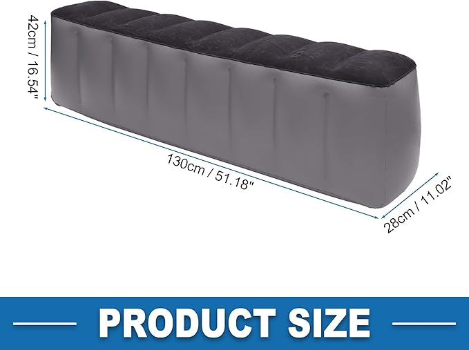 Car Air Inflation Mattress 51.18x11.02x16.54 Comfortable Rear Seat Air Travel Bed Car Sleeping Mat for Napping Travel Black Gray
