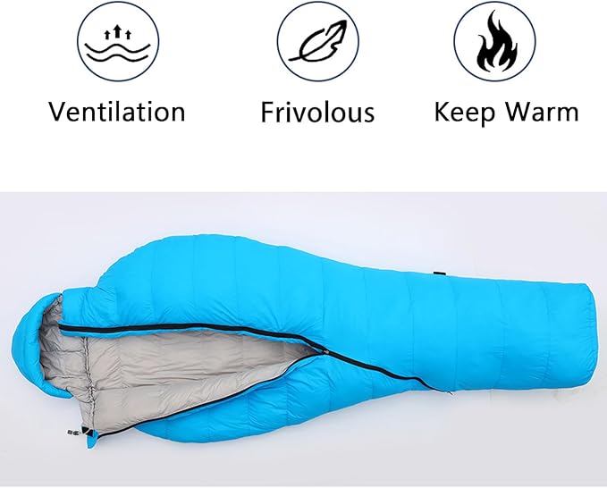 Down Sleeping Bag for Adults 4 Season Envelope with Arm Holes Wearable for Backpacking Camping Compact Move Freely While Wearing