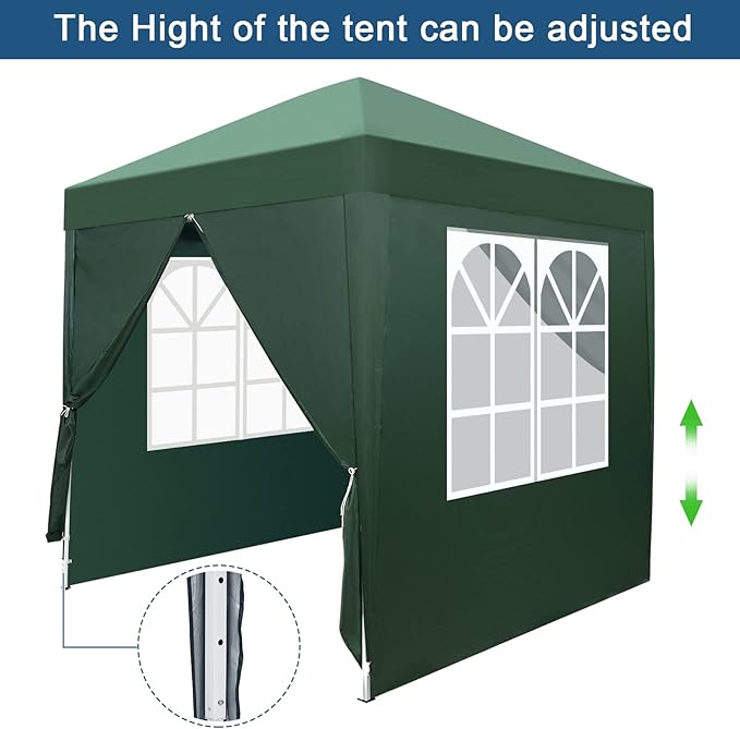 2x2m Gazebo with Sides Canopy Tent Outdoor Instant Shelter Folding Canopy Outdoor Party Tent Patio Canopy Tent Gazebo Outdoor Canopy Folding Garden Gazebo Party Tent (Green)