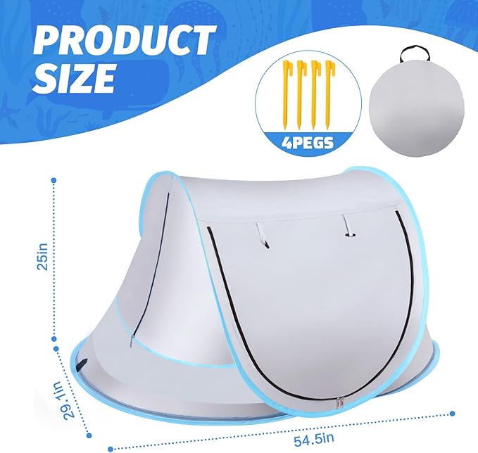 Baby Beach Tent Pop Up Toddler Travel Bed for Boys or Girls Sun Shade for Toddler Camping Infant Portable Sun Shade Summer Beach Baby