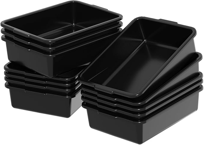 Kekow 12-Pack Plastic Bus Box 13 L Commercial Bus Tubs Black