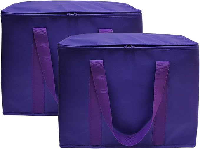 Yalin Set of 2 Large Insulated Collapsible Cooler Bags with Durable Dual Zipper ClosureReusable Grocery Shopping Bags Keep Food Hot or ColdIdeal for InstacartGrocery Transport
