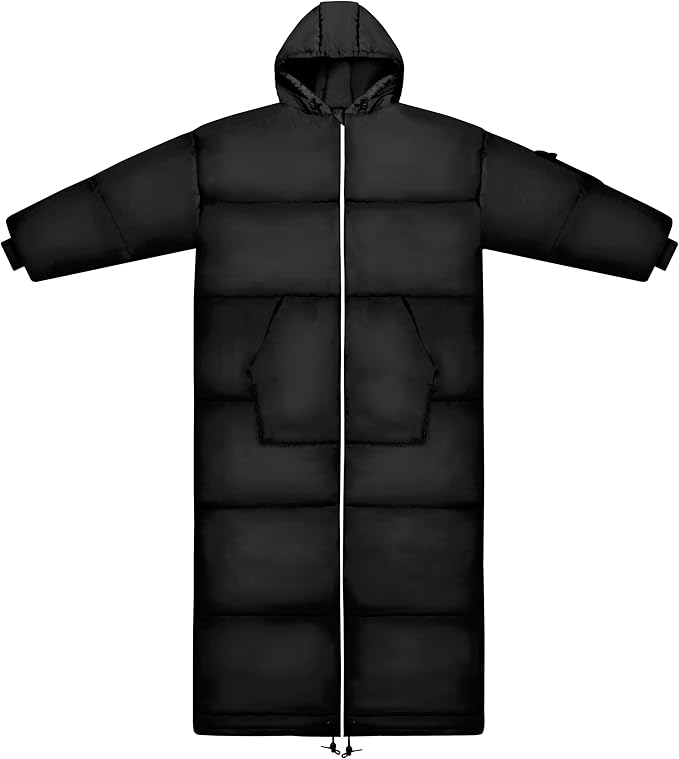 Thermotuff Wearable Sleeping Bag with Dual Hoodie Long Sleeves Pockets &amp Adjustable Drawstring - Ideal for Camping Cold Weather Hiking and Stadium Sak Blanket