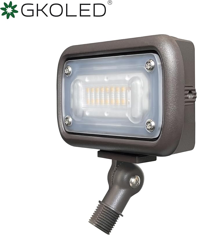 GKOLED 7W Outdoor LED Low Voltage Landscape Lighting Flood Light 2700K 550Lumen 9-15V AC/DC 1/2 Adjustable Knuckle Mount
