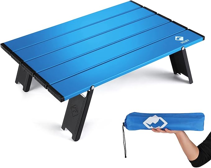 VILLEY Portable Mini Folding Beach Table Ultralight Aluminum Side Table with Carry Bag for Camping Picnics and Outdoor Activities
