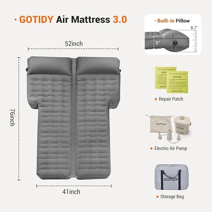 SUV Air Mattress for Car Camping 300D Oxford Fabric Air Mattress for Subaru Car Air Pump Quick Setup - Extra Thick Design SUV Mattress for Subaru Tesla Honda CRV Toyota RAV4 &amp Large SUVs
