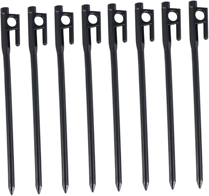 TOYANDONA 8Pcs Cast Iron Tent Stakes Durable Pegs for Outdoor Camping Garden Use Ground Fixing with Smooth Tip for Easy Soil Insertion