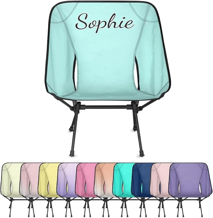 Custom Camping Chair with Name Customize Portable Folding Chairs Personalized Lightweight Foldable Outdoor Chair for Backpacking Hiking
