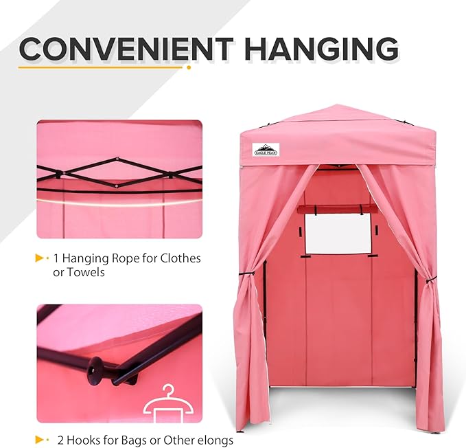 EAGLE PEAK Flex Ultra Compact 4x4 Pop-up Canopy Tent with Vented Top Sun Shelter Fast Set Up Changing Room Portable Privacy Canopy for Camping Photoshoots and More (Pink)