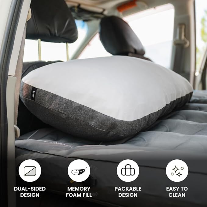 Luno Shredded Memory Foam Camping Pillows - Portable Travel Pillow for air Planes Hiking Car &amp Camp w/Removable Cover - Double Sided Cool &amp Cozy Pillow - 16.5x11 Plush